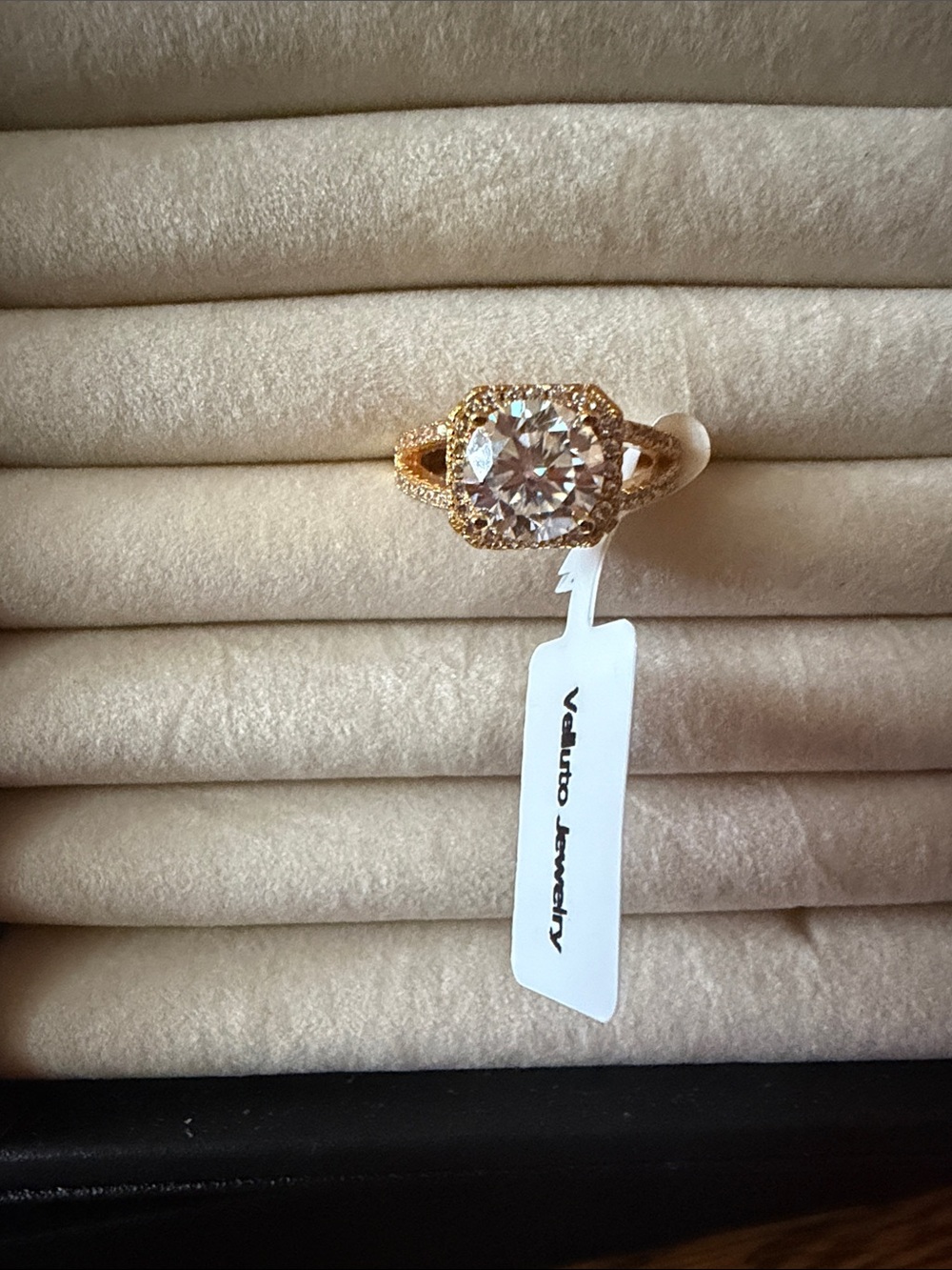 18K Gold plated over Sterling Silver Ring with 3K moissanite stone ring - Picture 2 of 4